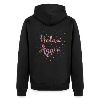 Helau Again Karneval Fasching Konfetti Rosenmontag - Unisex Premium Bio Zip Hoodie - Schwarz - Hinten - Nico (187cm)