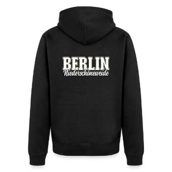 Berlin Niederschöneweide - Unisex Premium Bio Zip Hoodie - Schwarz - Hinten - Nico (187cm)