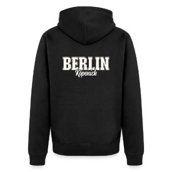 Berlin Köpenick - Unisex Premium Bio Zip Hoodie - Schwarz - Hinten - Nico (187cm)