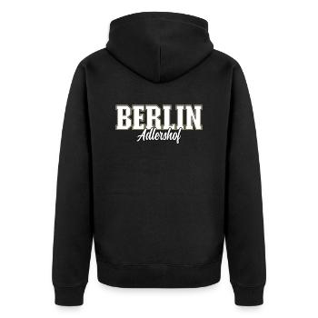 Berlin Adlershof - Unisex Premium Bio Zip Hoodie - Schwarz - Hinten - Nico (187cm)