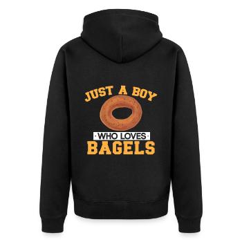 Bagel Essen Geschenk Bagel - Unisex Premium Bio Zip Hoodie - Schwarz - Hinten - Nico (187cm)