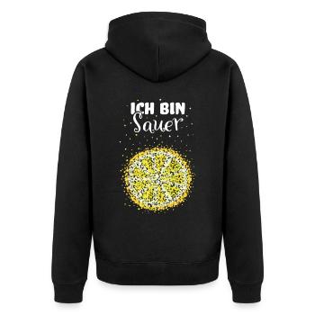 Zitrone Kostümersatz Karneval Fasching Geschenk - Unisex Premium Bio Zip Hoodie - Schwarz - Hinten - Nico (187cm)