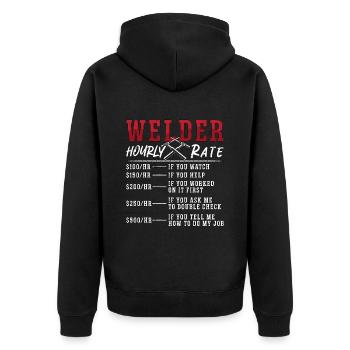 Welder Hourly Rate Welding Career Weld Welders - Unisex Premium Bio Zip Hoodie - Schwarz - Hinten - Nico (187cm)