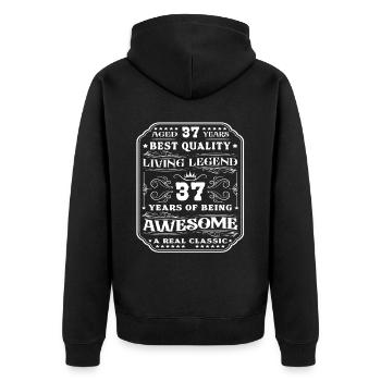 37 birthday 37 years man 37 years legendary 37 - Unisex Premium Organic Zip Hoodie - black - Back - Nico (187cm)