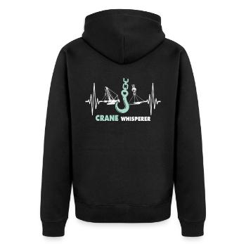 Kranführer EKG Kranfahrer Herzlinie - Unisex Premium Bio Zip Hoodie - Schwarz - Hinten - Nico (187cm)