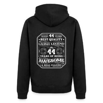 44 birthday 44 years man 44 years legendary 44 - Unisex Premium Organic Zip Hoodie - black - Back - Nico (187cm)
