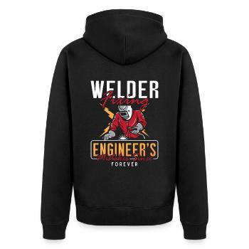 Welder Fixing Engineer's Welding Career Weld Iron - Unisex Premium Bio Zip Hoodie - Schwarz - Hinten - Nico (187cm)