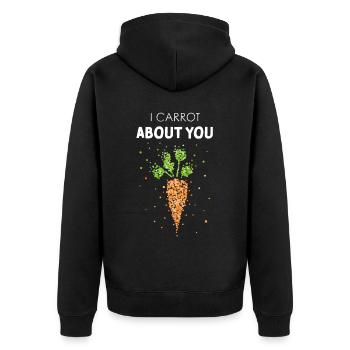 I carrot about you Karotte Kostümersatz Karneval - Unisex Premium Bio Zip Hoodie - Schwarz - Hinten - Nico (187cm)