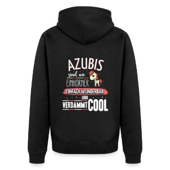 Azubis sind wie Einhörner - Unisex Premium Bio Zip Hoodie - Schwarz - Hinten - Nico (187cm)