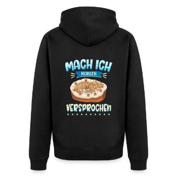 Mach Ich Morgen Versprochen Faul Müde Schlafen Kat - Unisex Premium Bio Zip Hoodie - Schwarz - Hinten - Nico (187cm)