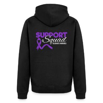 Alzheimer Awareness Squad - Unisex Premium Bio Zip Hoodie - Schwarz - Hinten - Nico (187cm)