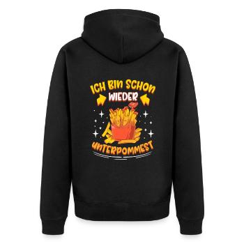 Ich Bin Schon Wieder Total Unterpommest Fritten Po - Unisex Premium Bio Zip Hoodie - Schwarz - Hinten - Nico (187cm)