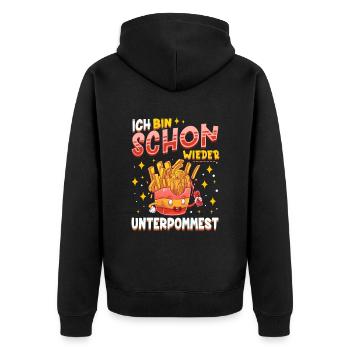 Ich Bin Schon Wieder Total Unterpommest Fritten Po - Unisex Premium Bio Zip Hoodie - Schwarz - Hinten - Nico (187cm)