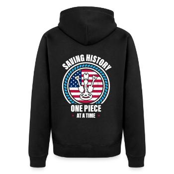 Metal detection, metal detector - Unisex Premium Organic Zip Hoodie - black - Back - Nico (187cm)