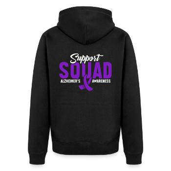 Alzheimer Awareness Squad - Unisex Premium Bio Zip Hoodie - Schwarz - Hinten - Nico (187cm)