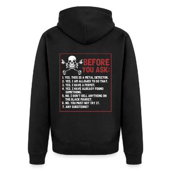 Metal detection, metal detector - Unisex Premium Organic Zip Hoodie - black - Back - Nico (187cm)