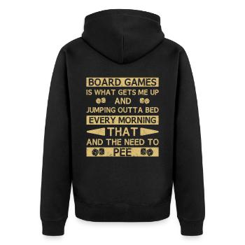 Board Game Lover Chess Player Dice - Unisex Premium Bio Zip Hoodie - Schwarz - Hinten - Nico (187cm)