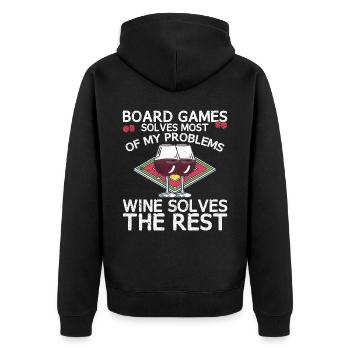 Les jeux de société résolvent la plupart de mes problèmes amateurs de vin - Veste à capuche bio Premium Unisexe - noir - Dos - Nico (187cm)