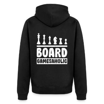 Board Gamesaholic Chess Player Dice - Unisex Premium Bio Zip Hoodie - Schwarz - Hinten - Nico (187cm)