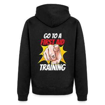 Nehmen Sie An Einem Erste-Hilfe-Kurs Teil Lehrer - Unisex Premium Bio Zip Hoodie - Schwarz - Hinten - Nico (187cm)