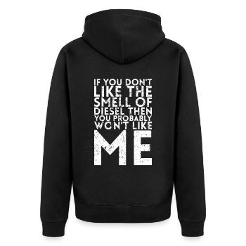Wenn Sie Den Geruch Nicht Mögen, Dann - Unisex Premium Bio Zip Hoodie - Schwarz - Hinten - Nico (187cm)