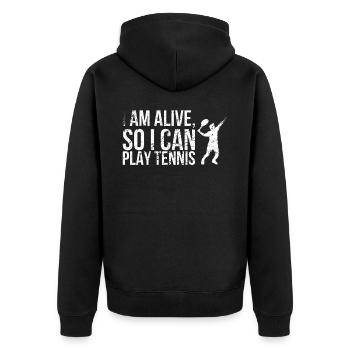 Je vis, donc je peux jouer au tennis design pour - Veste à capuche bio Premium Unisexe - noir - Dos - Nico (187cm)