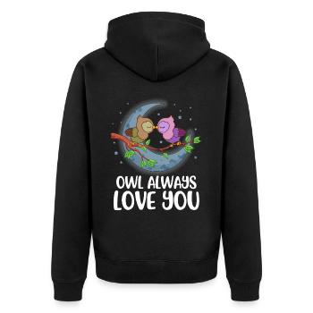 Owl Always Love You Eule Geschenk - Unisex Premium Bio Zip Hoodie - Schwarz - Hinten - Nico (187cm)