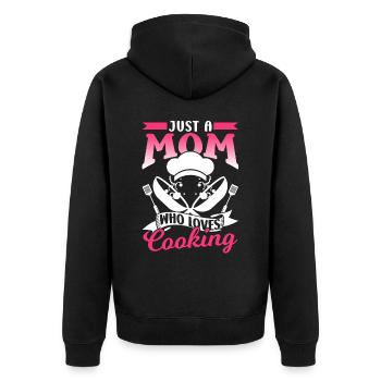 Nur Eine Mutter Die Gerne Kocht Kochen Koch Mama - Unisex Premium Bio Zip Hoodie - Schwarz - Hinten - Nico (187cm)