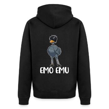 Emo Emu Bird Gift - Unisex Premium Organic Zip Hoodie - black - Back - Nico (187cm)