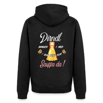 Dirndl Lustiger Spruch T-Shirt Festzelt Bussi - Unisex Premium Bio Zip Hoodie - Schwarz - Hinten - Nico (187cm)