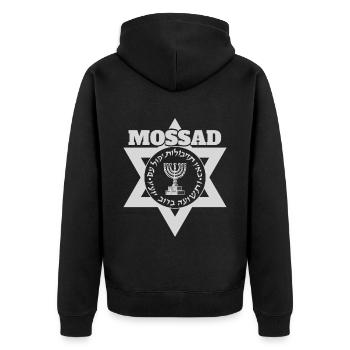 Mossad Israel Israeli Intelligence Tel Aviv - Unisex Premium Organic Zip Hoodie - black - Back - Nico (187cm)