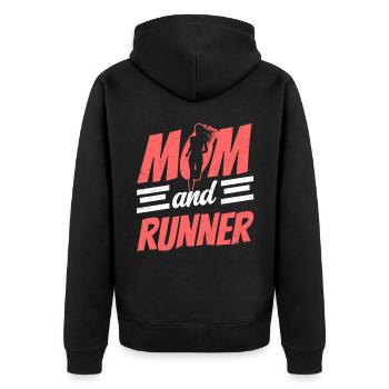 Mère et coureuse Jogging Running Maman - Veste à capuche bio Premium Unisexe - noir - Dos - Nico (187cm)