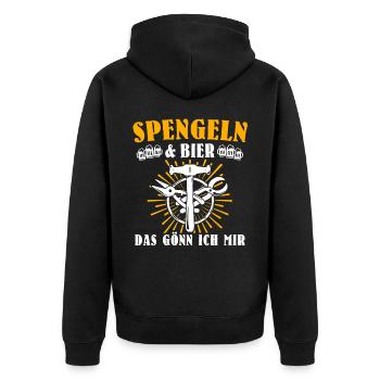 Spengler Sprüche Spengeln Bauspengler - Unisex Premium Bio Zip Hoodie - Schwarz - Hinten - Nico (187cm)