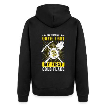 Goldschürfer Goldgräber Goldsucher - Unisex Premium Bio Zip Hoodie - Schwarz - Hinten - Nico (187cm)