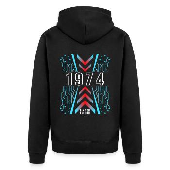 Geburtstag 1974 Gaming Limited Edition Gamer - Unisex Premium Bio Zip Hoodie - Schwarz - Hinten - Nico (187cm)