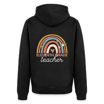 Lehrer - Vintage 11. Elfte Klasse - Unisex Premium Bio Zip Hoodie - Schwarz - Hinten - Nico (187cm)