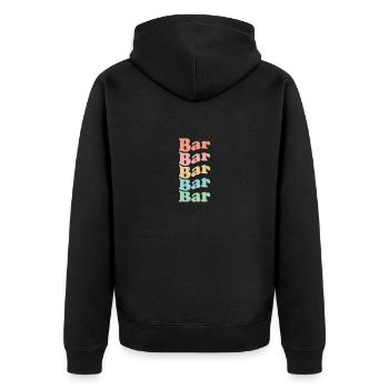 Vintage 70er Hippie Montenegro Stadt - Retro Bar - Unisex Premium Bio Zip Hoodie - Schwarz - Hinten - Nico (187cm)