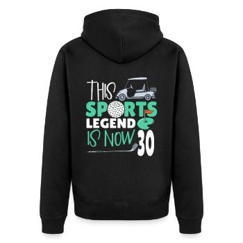 Diese Sportlegende Ist Jetzt 30, Golfspiel 30. - Unisex Premium Bio Zip Hoodie - Schwarz - Hinten - Nico (187cm)