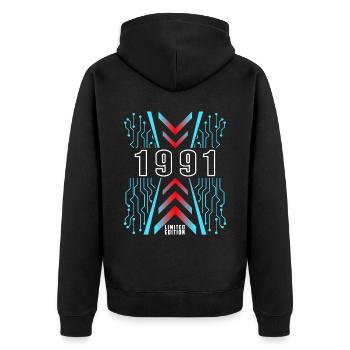 Anniversaire 1991 Gaming Limited Edition Gamer - Veste à capuche bio Premium Unisexe - noir - Dos - Nico (187cm)