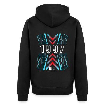 Geburtstag 1997 Gaming Limited Edition Gamer - Unisex Premium Bio Zip Hoodie - Schwarz - Hinten - Nico (187cm)