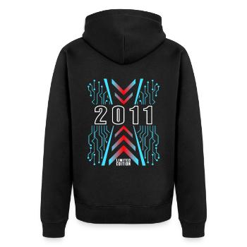 Geburtstag 2011 Gaming Limited Edition Gamer - Unisex Premium Bio Zip Hoodie - Schwarz - Hinten - Nico (187cm)