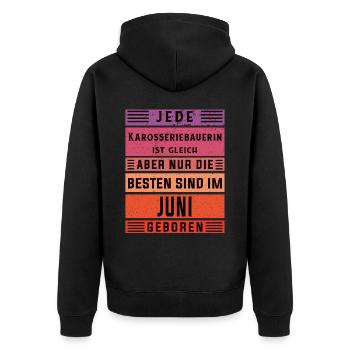 Autoschlosser Geburtstag Juni geboren - Unisex Premium Bio Zip Hoodie - Schwarz - Hinten - Nico (187cm)