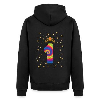 1st birthday Krone | Tie Dye Themed Birthday | - Unisex Premium Organic Zip Hoodie - black - Back - Nico (187cm)