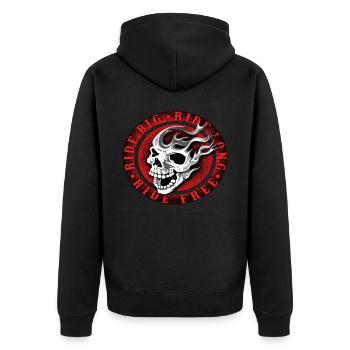 Amerikanischer Flagge USA United States Of America - Unisex Premium Bio Zip Hoodie - Schwarz - Hinten - Nico (187cm)