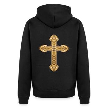 Amerikanischer Flagge USA United States Of America - Unisex Premium Bio Zip Hoodie - Schwarz - Hinten - Nico (187cm)