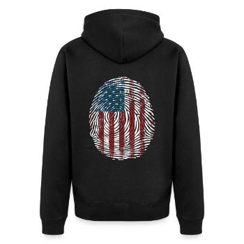 Amerikanischer Flagge USA United States Of America - Unisex Premium Bio Zip Hoodie - Schwarz - Hinten - Nico (187cm)