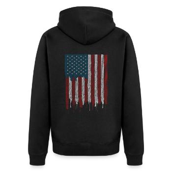 Amerikanischer Flagge USA United States Of America - Unisex Premium Bio Zip Hoodie - Schwarz - Hinten - Nico (187cm)