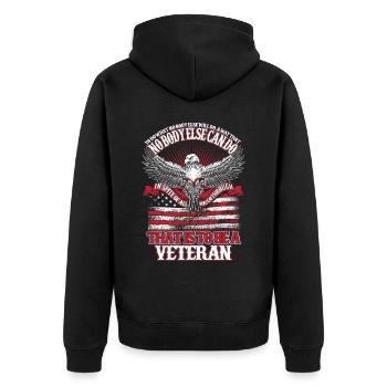 Amerikanischer Flagge USA United States Of America - Unisex Premium Bio Zip Hoodie - Schwarz - Hinten - Nico (187cm)