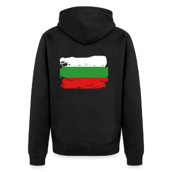 Offizielle bulgarische Flagge Bulgarischer Landesstolz - Unisex Premium Bio Zip Hoodie - Schwarz - Hinten - Nico (187cm)