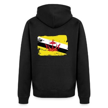 Offizielle Brunei Flagge Bruneian Country Pride - Unisex Premium Bio Zip Hoodie - Schwarz - Hinten - Nico (187cm)